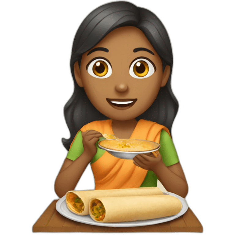 Girl eating dosa emoji