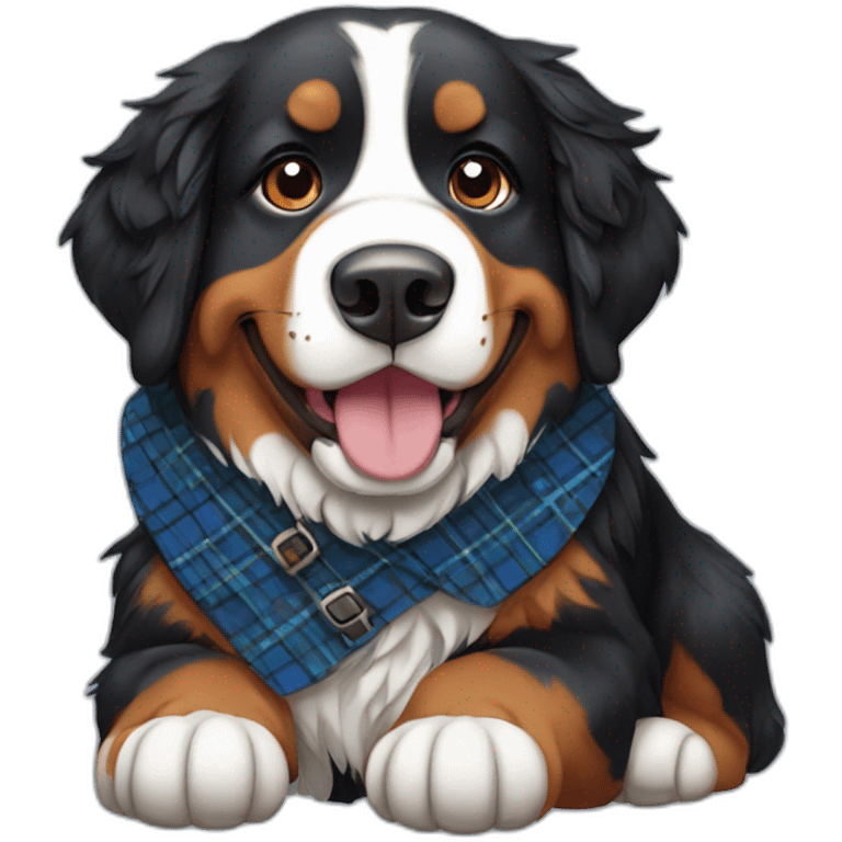 Bernese mountain dog wearing a scottish kilt emoji