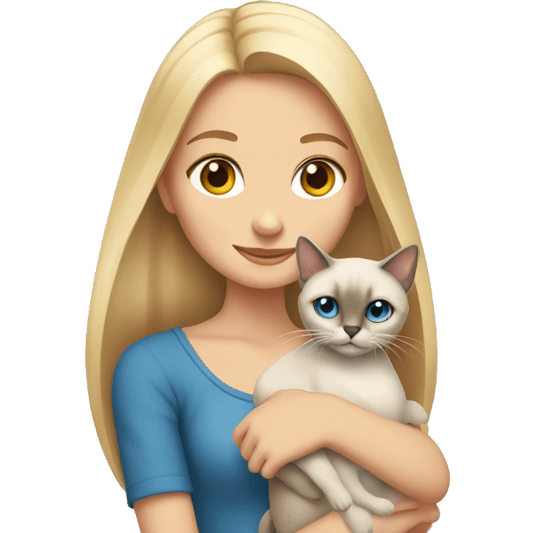 blonde girl holding siamese cat emoji