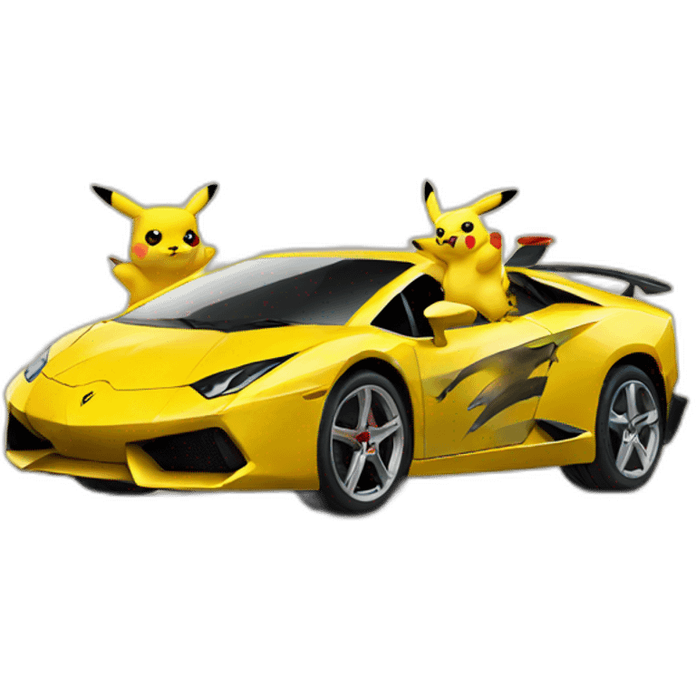 Pikachu driving Lamborghini emoji