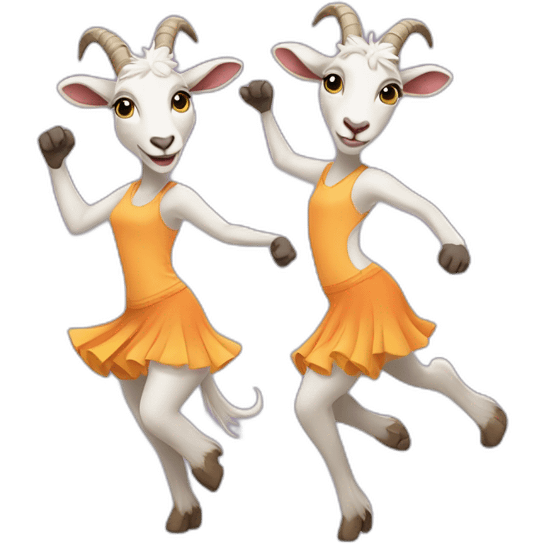 Two Dancing girl goats in zumbawear emoji