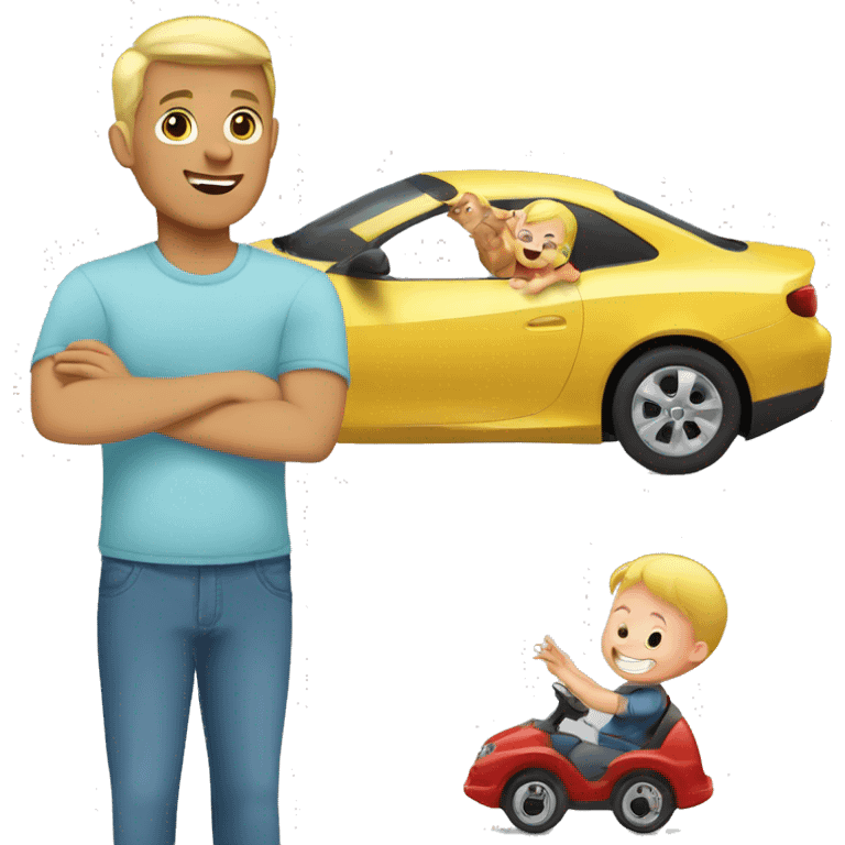 blonde dad plays cars with babyson emoji