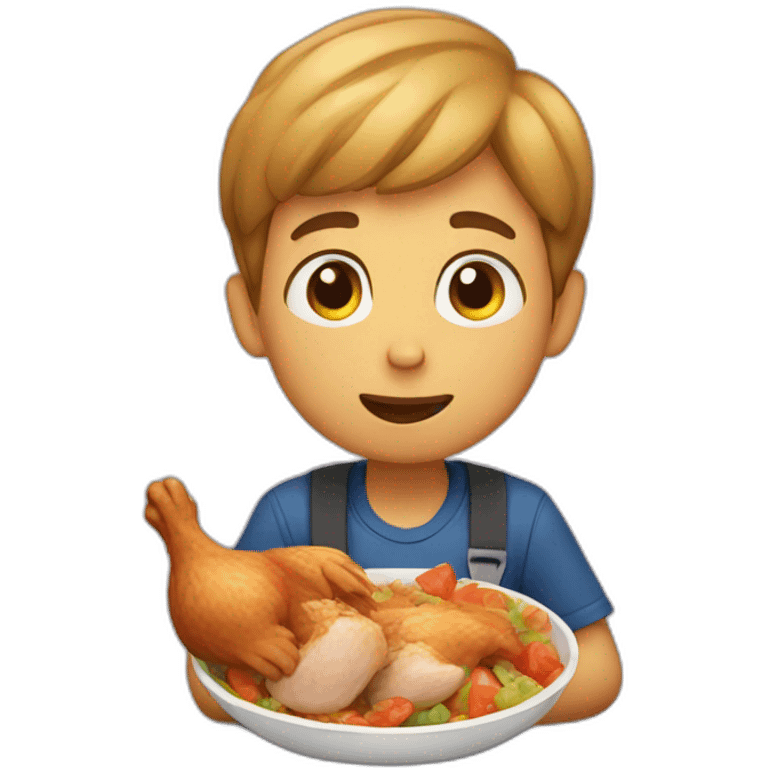 Boy eating chicken emoji