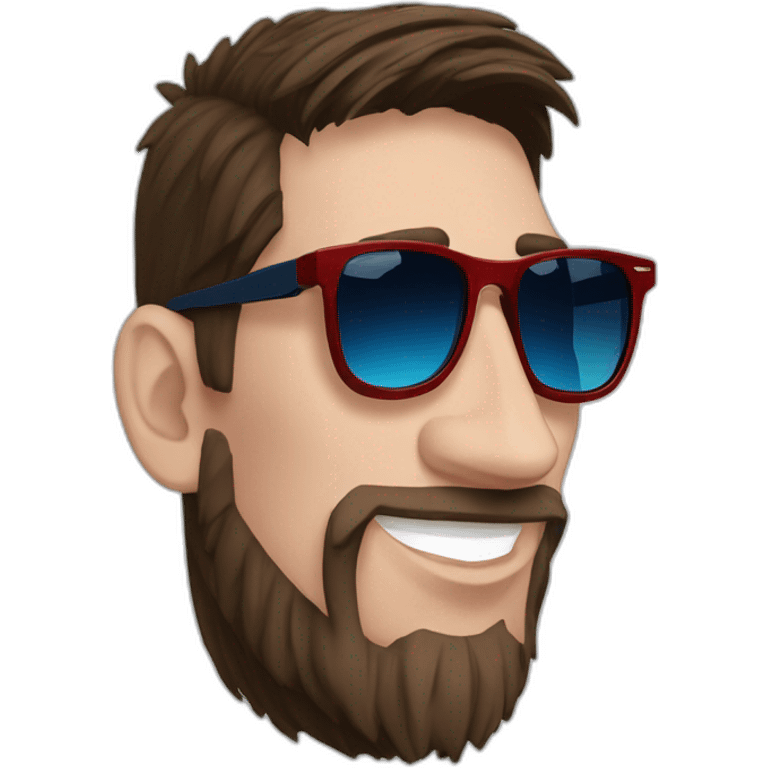 Messi with sunglasses, Bottom text"Que mirás bobo" emoji