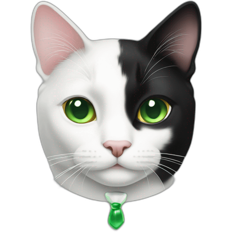 white black tuxedo cat with green eyes emoji