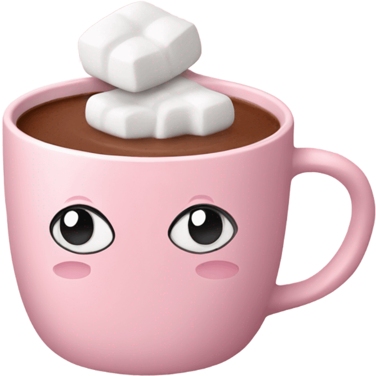 Light Pink mug of hot chocolate with marshmallows  emoji