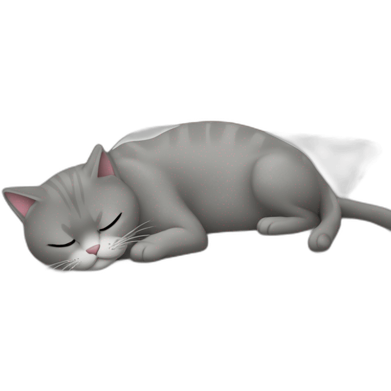 Chat gris clair qui dort sur un lit emoji