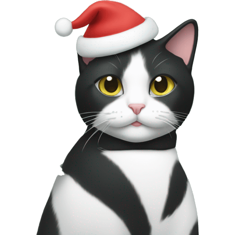 Tuxedo cat with Christmas tree  emoji