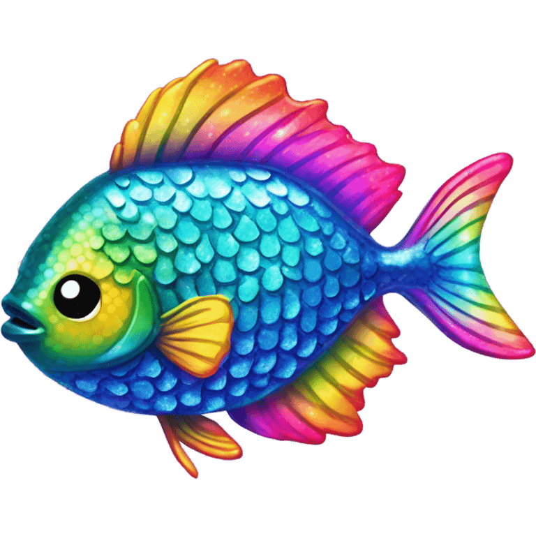 Lisa frank sparkly rainbow fish emoji