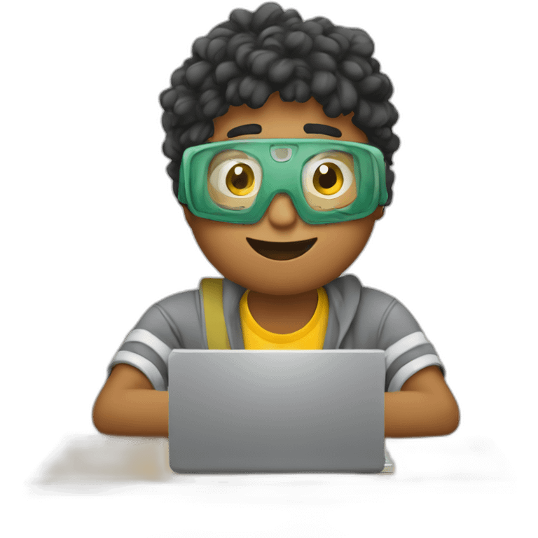 student typing on computer emoji