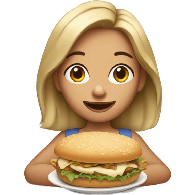 realistic girl enjoying food emoji