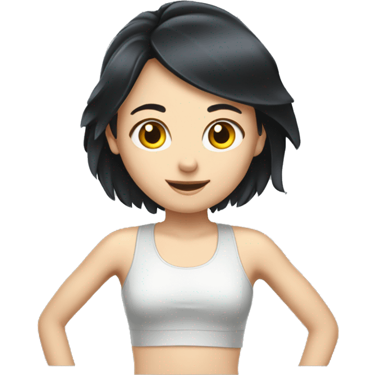 Black haired pale girl walking on treadmill  emoji