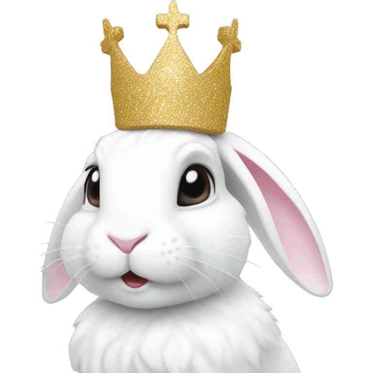 White rabbit with a glitter crown  emoji