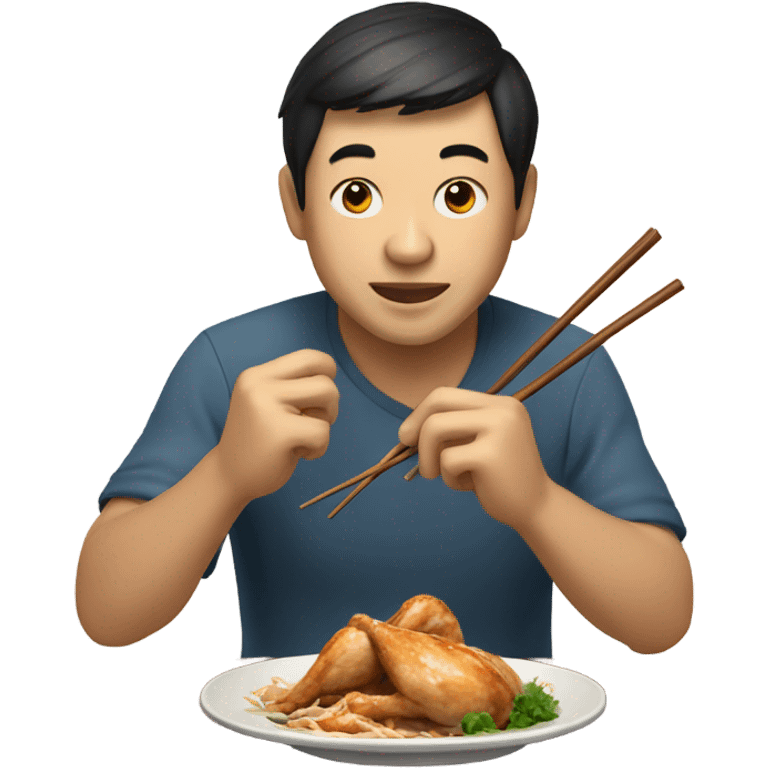 Chinese man eating chicken emoji