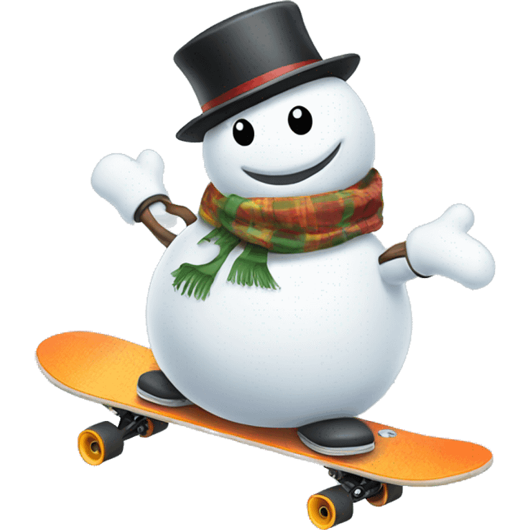 Snowman riding a skateboard  emoji