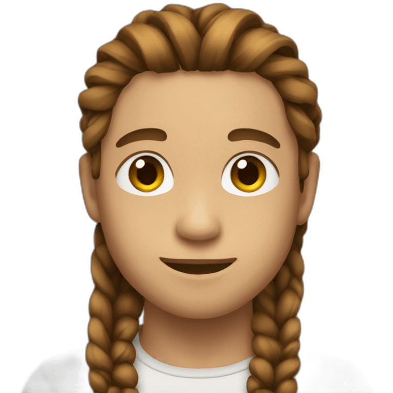 handsome boy with brown long hair braids emoji