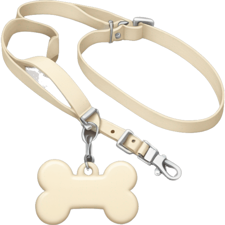 A cream collar and bone tag and a cream lead emoji