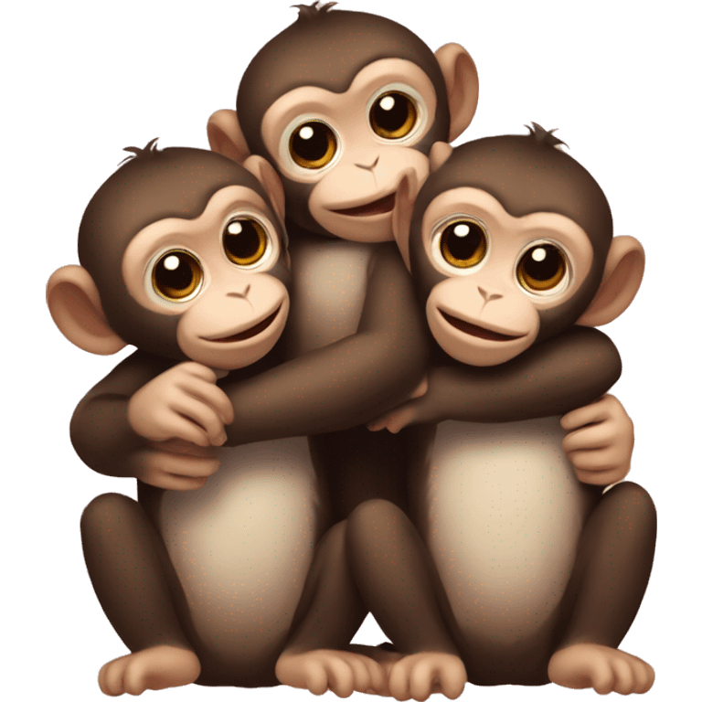 three baby monkeys hugging  emoji