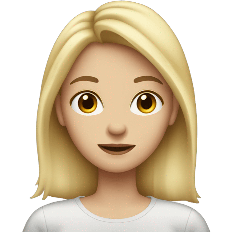 Blonde girl, brown hair, light eyes, smoking emoji