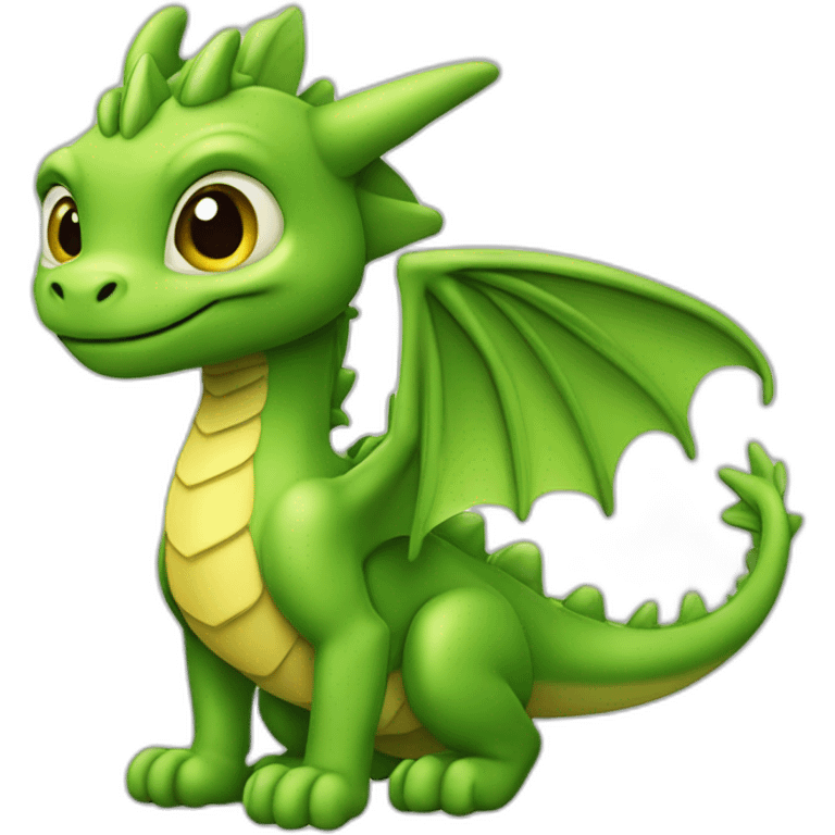 Petit dragon vert tout mignon emoji