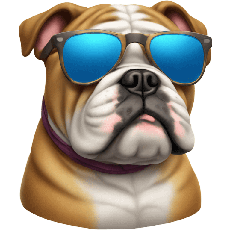 Bulldog with sunglasses. Relaxing vibe emoji