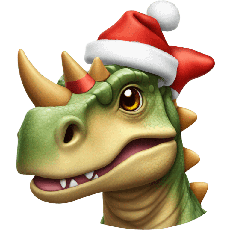 Pachyrhinosaurus wearing a Christmas hat emoji