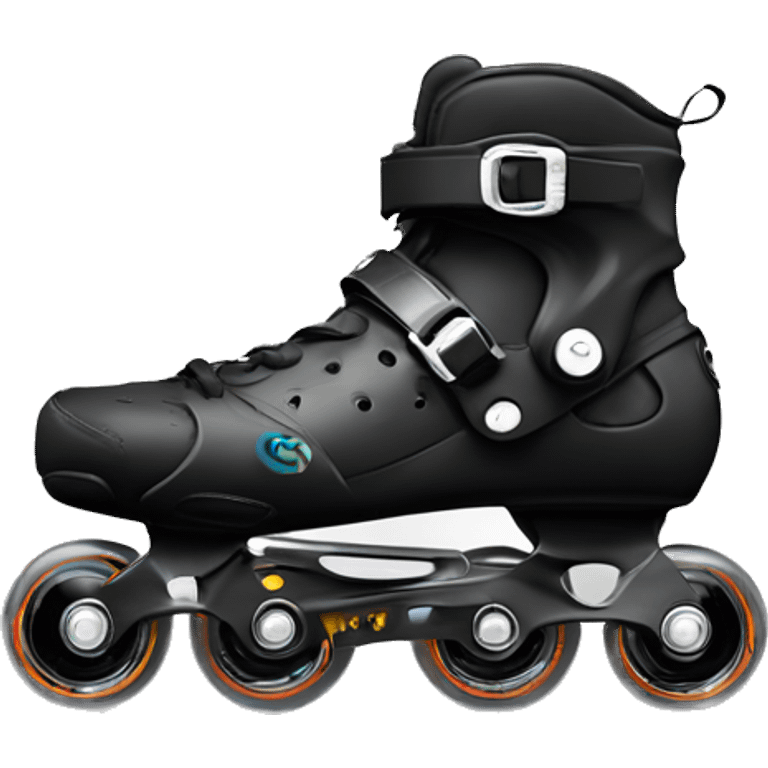 a black rollerblade inline skate, the model called "TWISTER XT" with a more edgy design emoji