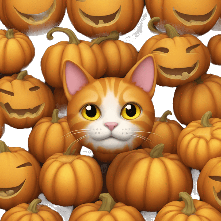 ginger cat in a pumpkin emoji