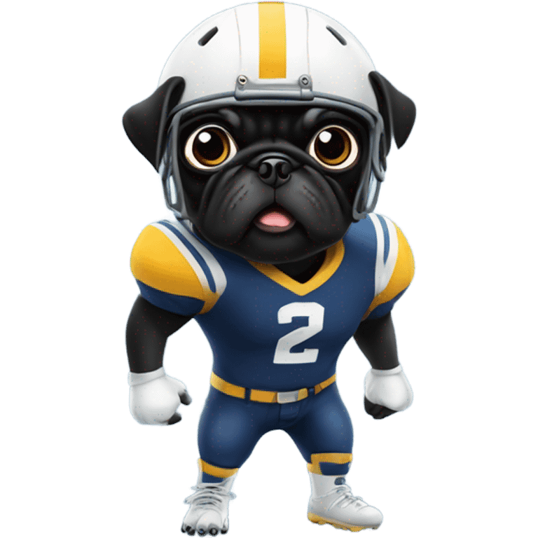 Black pug in a football uniform emoji