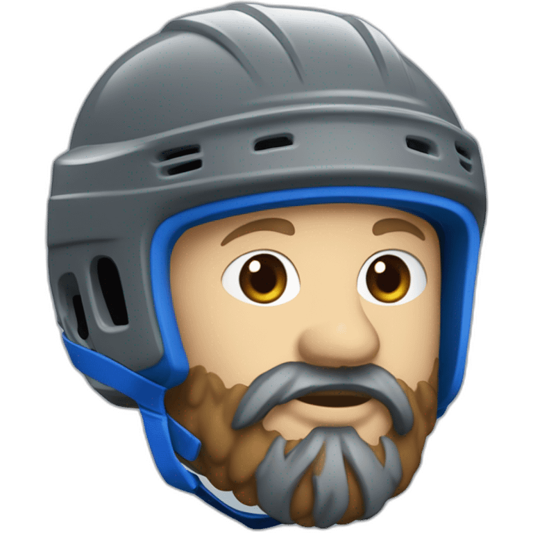 Hockeyeurs barbu avec son casque de hockey et un liseré bleu et un pansement sur le visage emoji