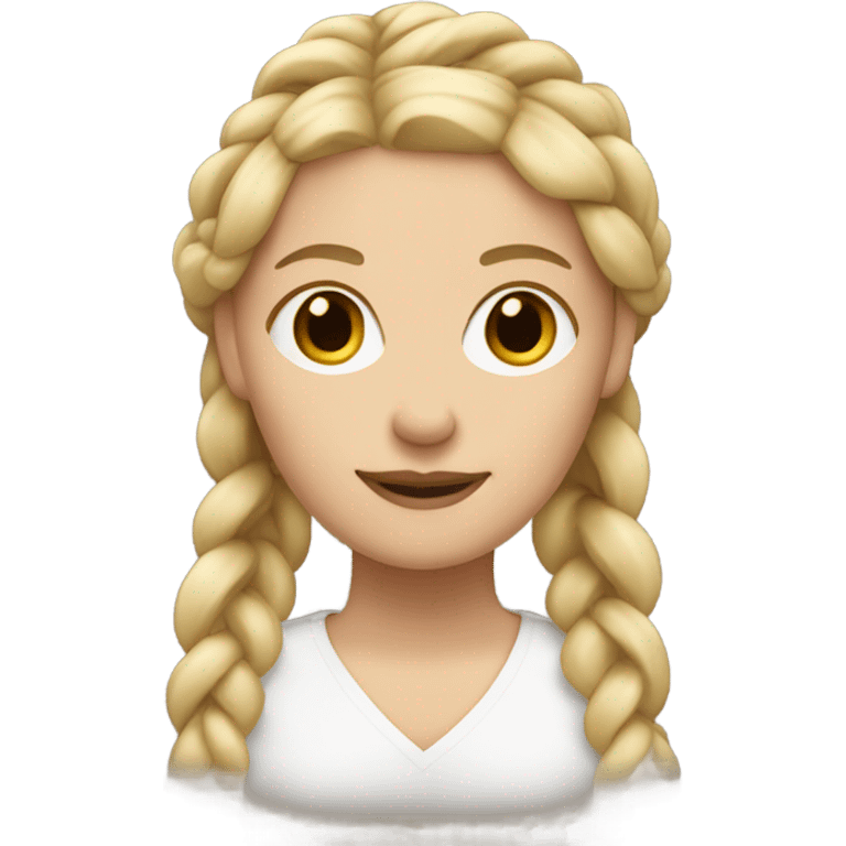 white woman with blonde hair in 2 braids emoji