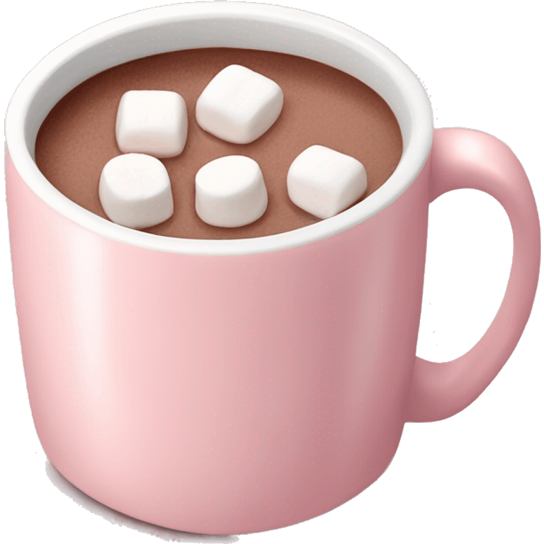 Light Pink mug of hot chocolate with marshmallows  emoji