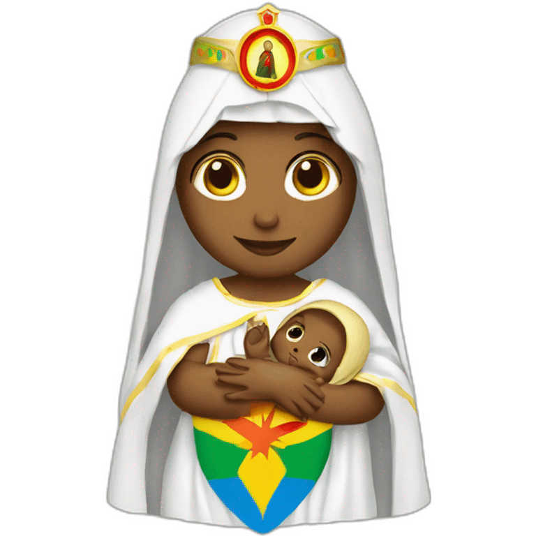 holy Mary with baby Jesus with Ethiopian flag emoji