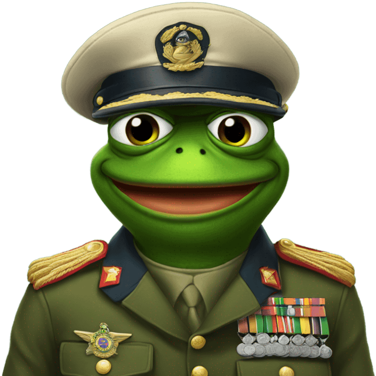 pepe wearing a military outfit emoji