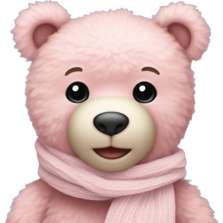 pastel pink teddy bear with scarf emoji