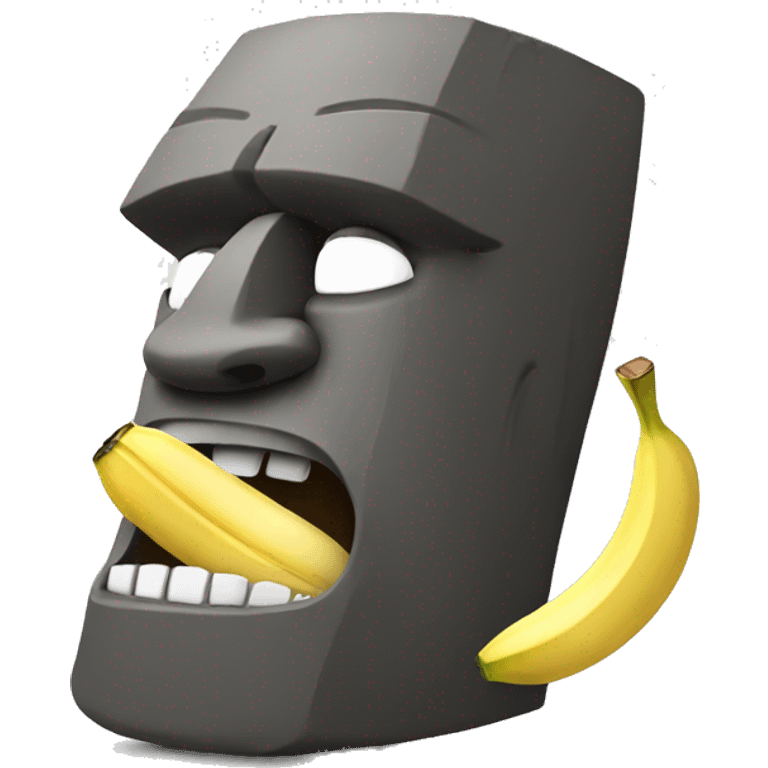 moai crying laughing with banana in mouth emoji