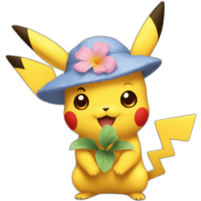 Pikachu with flower emoji