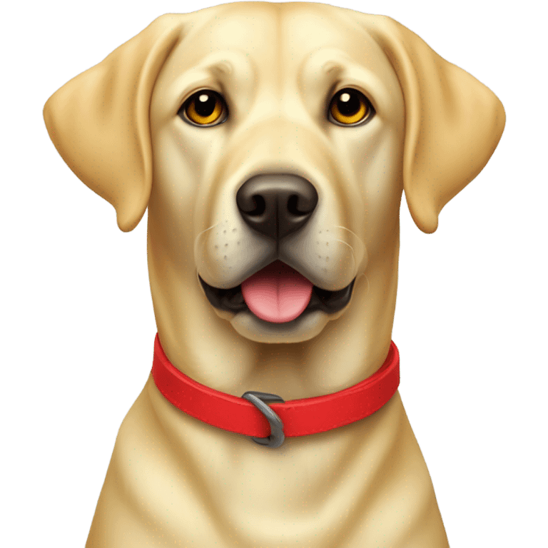 A yellow labrador head, with a red collar emoji