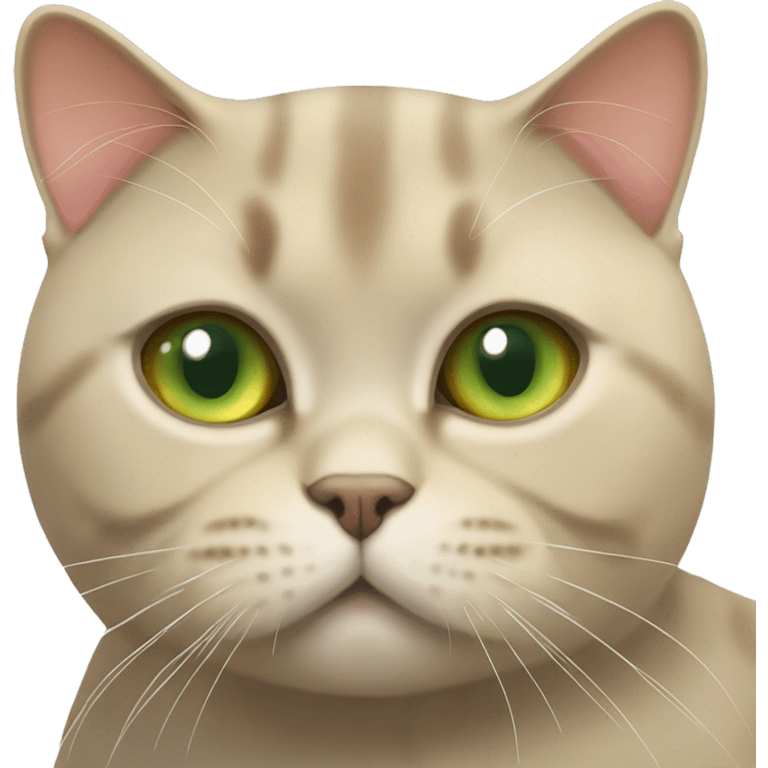 Green eyed golden British shorthair fat cat emoji