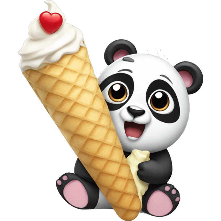 Panda eating ice cream emoji