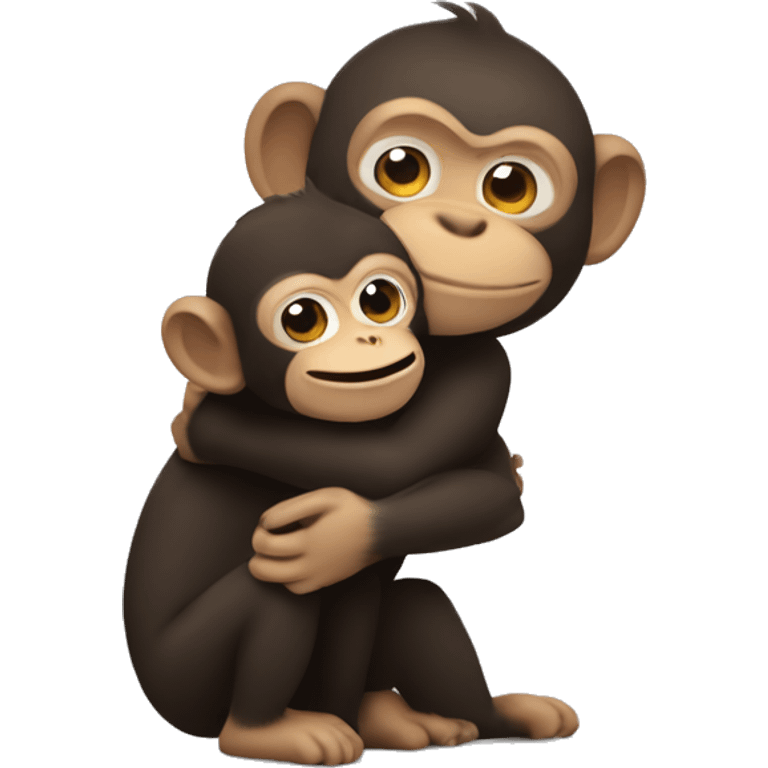 The monkey hugs the mole emoji