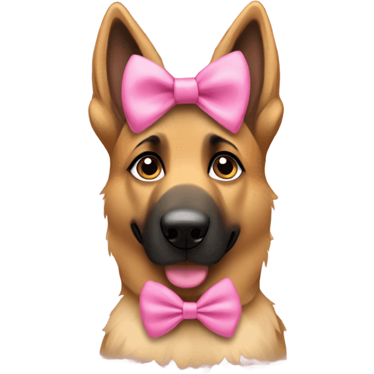 Girl German shepherd with a pink bow in her hair emoji