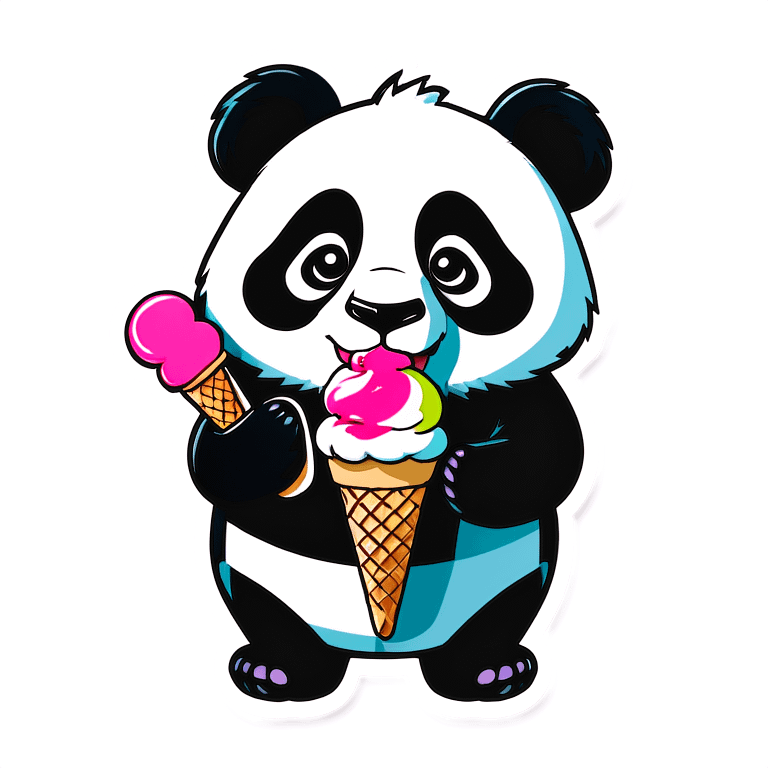 Panda eating ice cream emoji