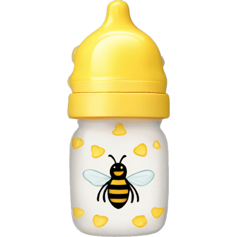 Baby feeding bottle with bee pattern emoji