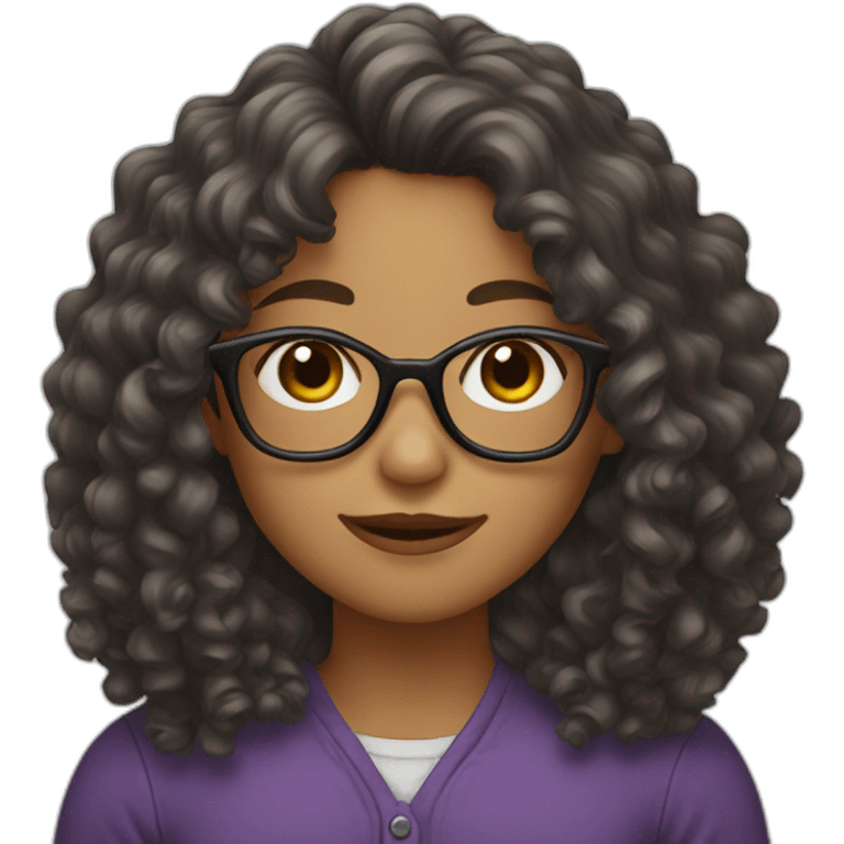 Long Curly hair girl with glasses emoji