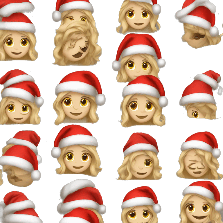 Wavy blonde long haired girl wearing a Santa hat emoji