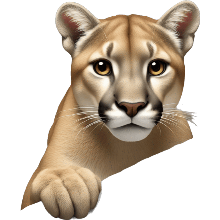 Mountain lion on a ledge looking forwards emoji