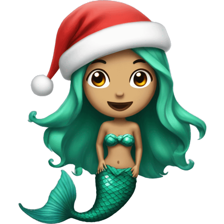 Mermaid with a Christmas hat emoji