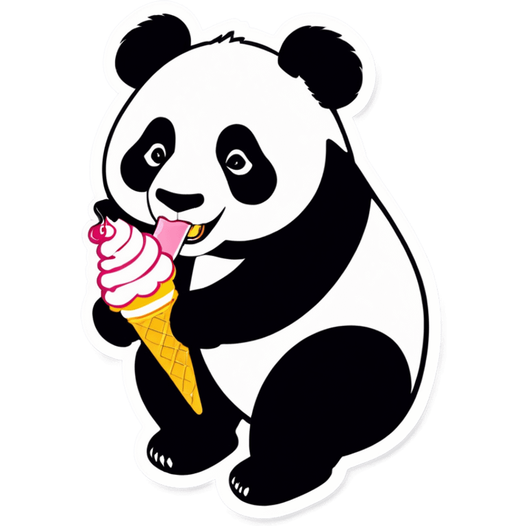 Panda eating ice cream emoji