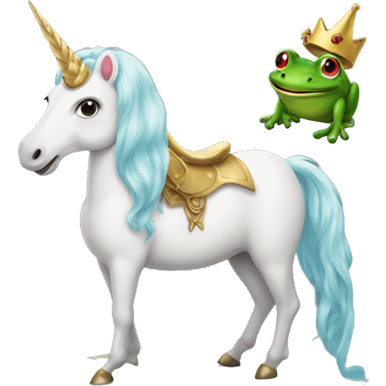 Unicorn with a frog emoji